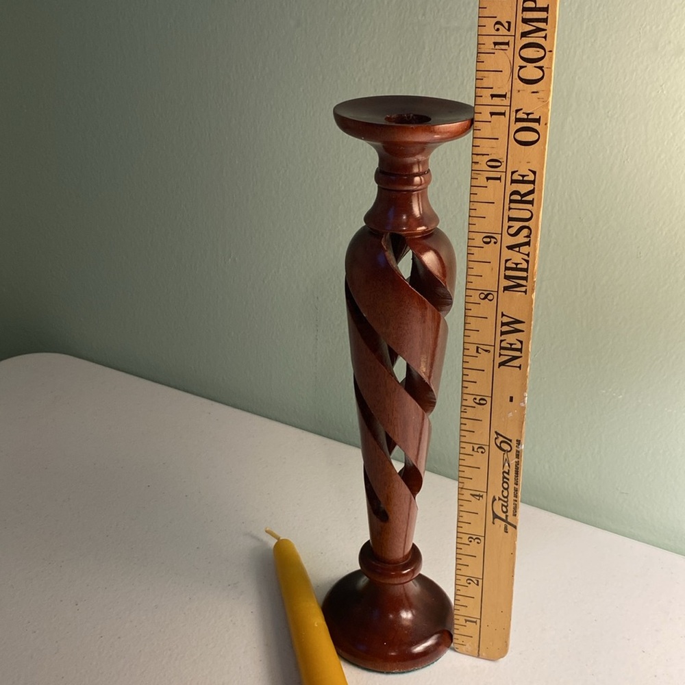 Vintage Carved Wooden Candlestick Holder - Picture 8 of 8